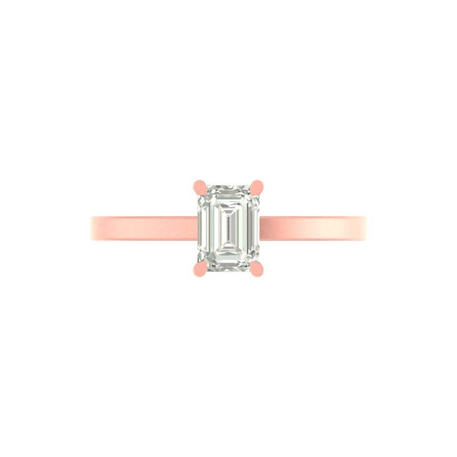 Emerald-Cut Solitaire Diamond Ring – 1.00 Carat Lab Grown Diamond | 14K/18K Gold