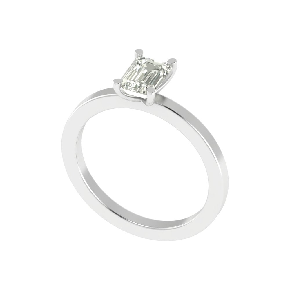 Emerald-Cut Solitaire Diamond Ring – 1.00 Carat Lab Grown Diamond | 14K/18K Gold