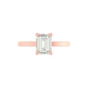 Emerald Cut Solitaire Diamond Ring – 2.00 Carat Lab Grown | Minimal Gold Band | 14K / 18K