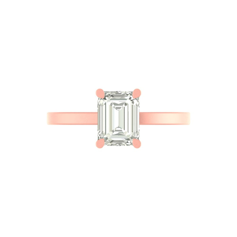 Emerald Cut Solitaire Diamond Ring – 2.00 Carat Lab Grown | Minimal Gold Band | 14K / 18K