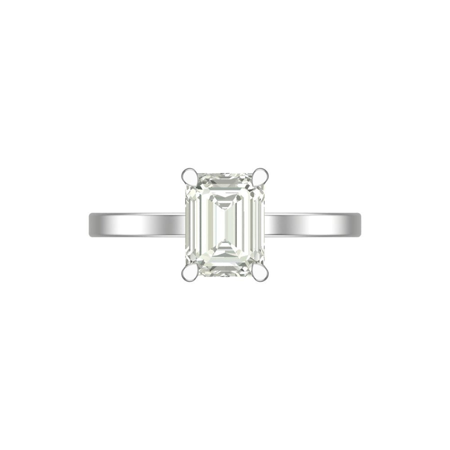 Emerald Cut Solitaire Diamond Ring – 2.00 Carat Lab Grown | Minimal Gold Band | 14K / 18K