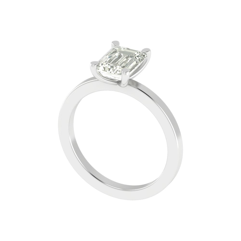 Emerald Cut Solitaire Diamond Ring – 2.00 Carat Lab Grown | Minimal Gold Band | 14K / 18K