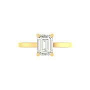 Emerald Cut Solitaire Diamond Ring – 2.00 Carat Lab Grown | Minimal Gold Band | 14K / 18K