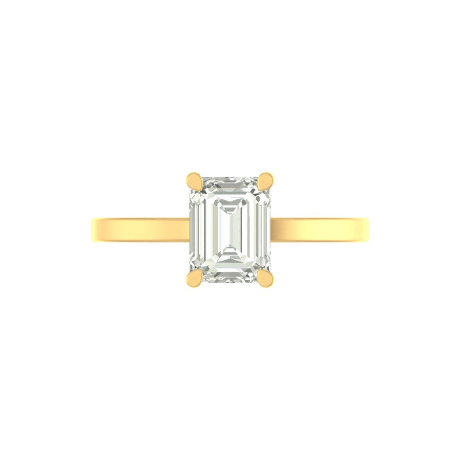 Emerald Cut Solitaire Diamond Ring – 2.00 Carat Lab Grown | Minimal Gold Band | 14K / 18K
