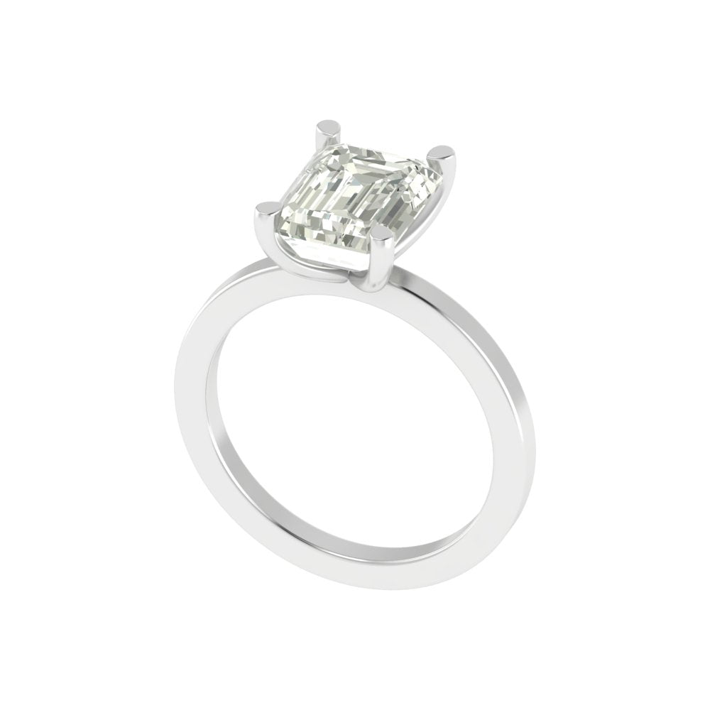 Emerald Cut 3 Carat Lab-Grown Diamond Solitaire Ring – Minimalist Engagement Ring