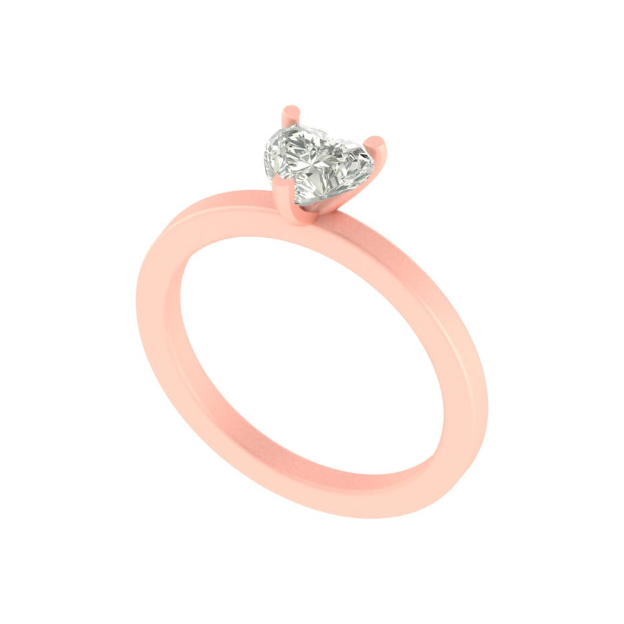 Delicate 1 Carat Heart-Shaped Lab Diamond Ring in 14K / 18K Gold