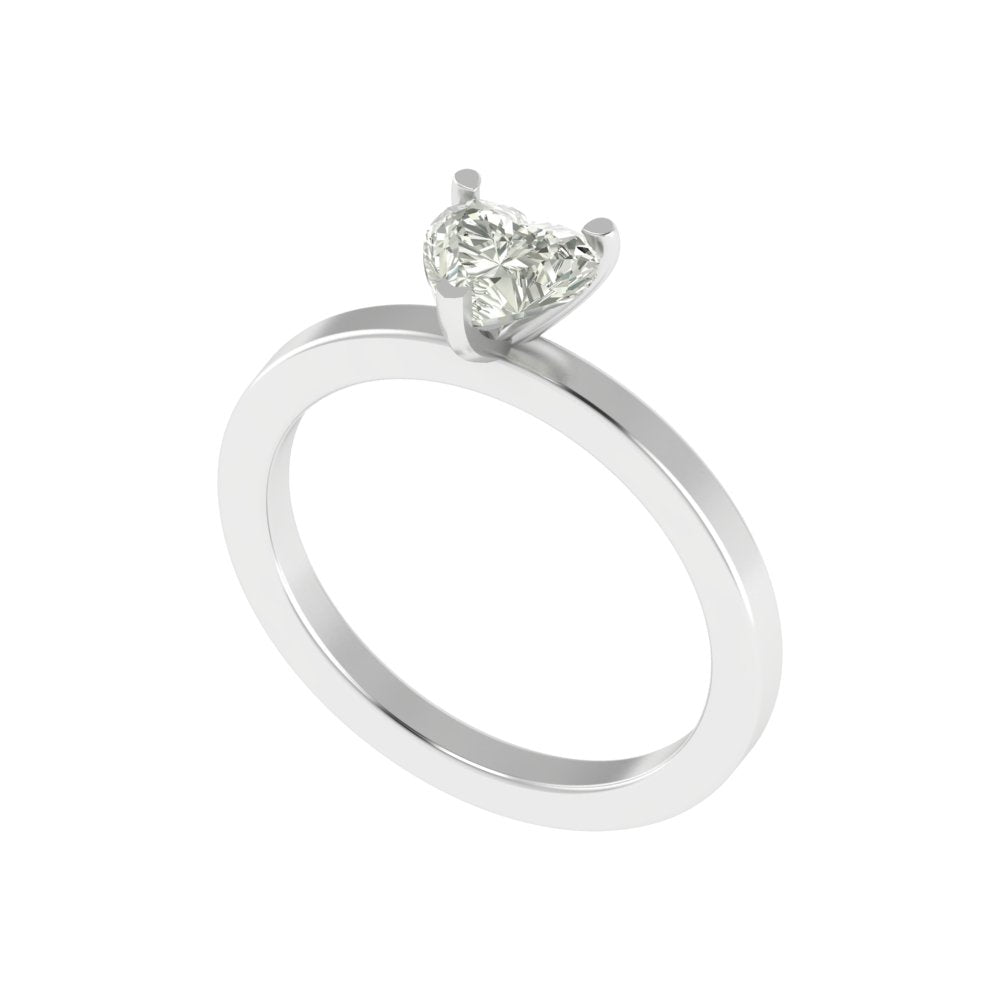 Delicate 1 Carat Heart-Shaped Lab Diamond Ring in 14K / 18K Gold