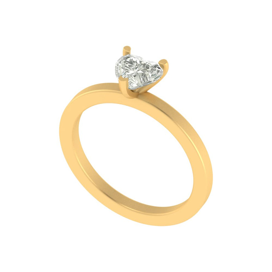 Delicate 1 Carat Heart-Shaped Lab Diamond Ring in 14K / 18K Gold